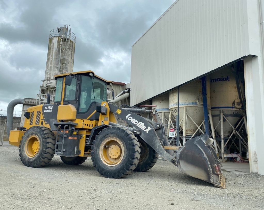 Front end loader at the EzyMix manufacturing plant