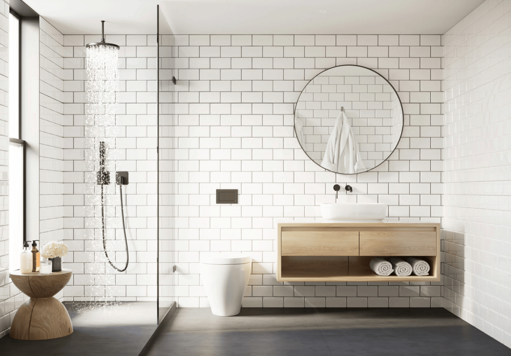 Bathroom tiling using EzyMix tile adhesive and grout